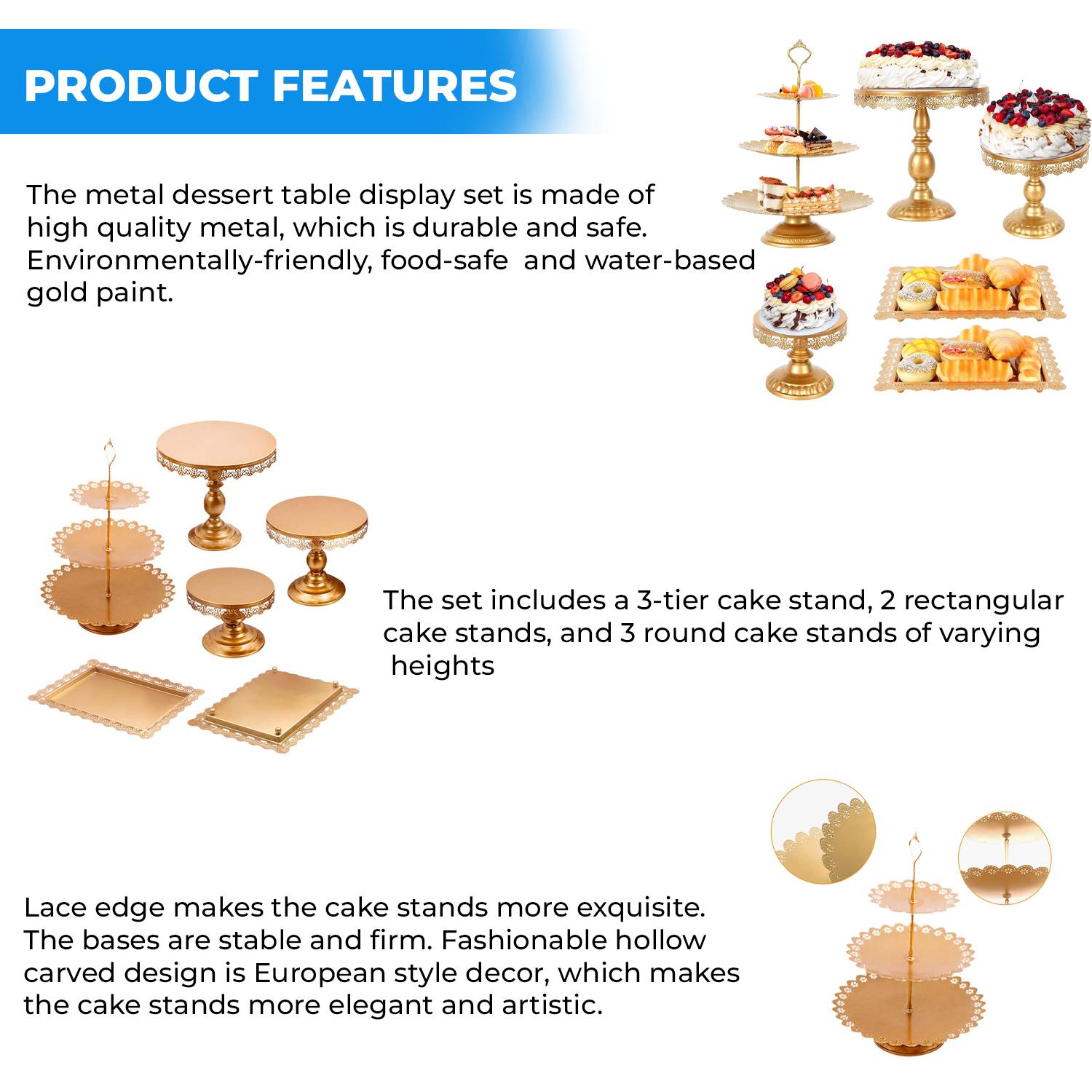 6PCS GOLDEN METAL CRYSTAL CAKE STAND WITH CUPCAKE STAND AND TRAYS