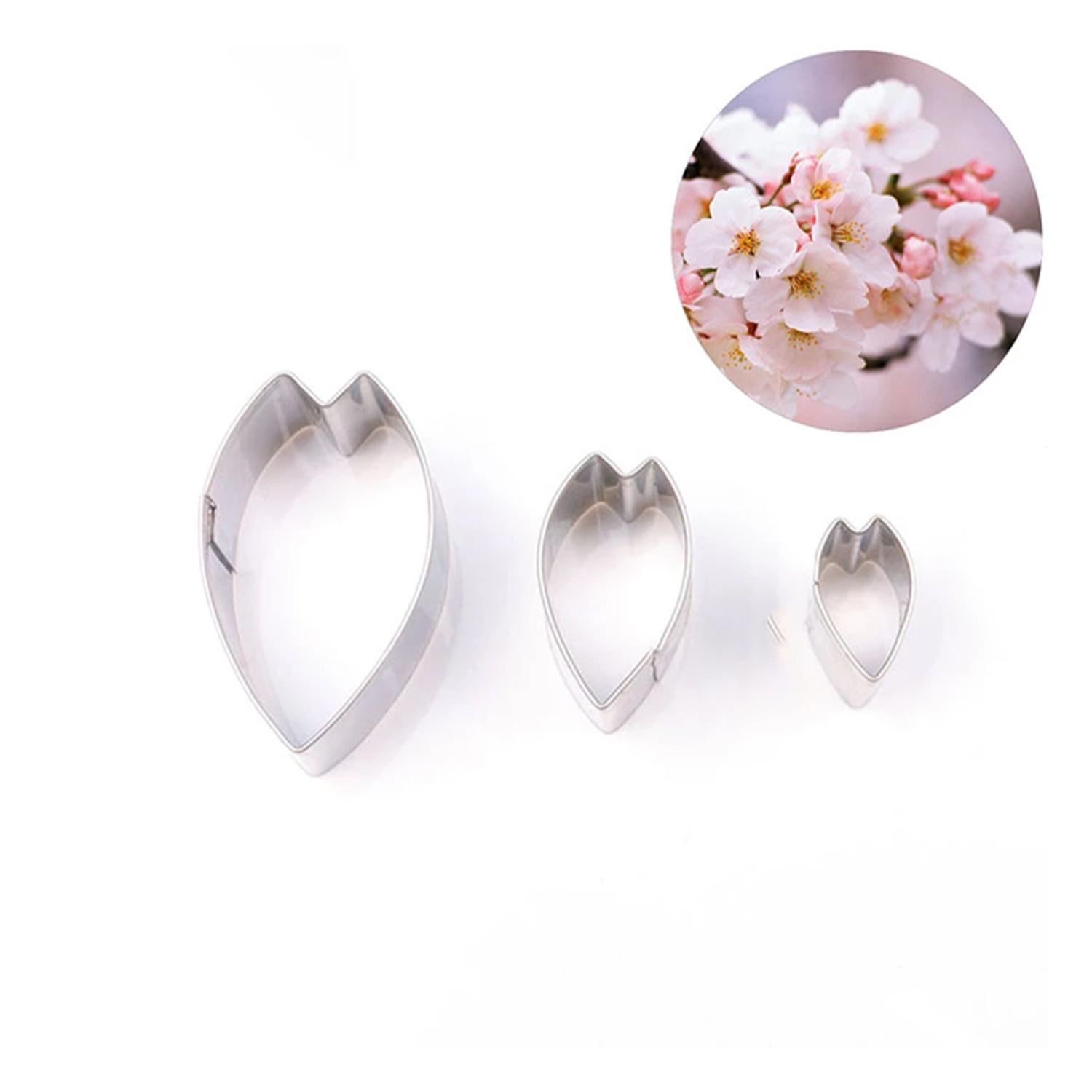 A406 3PCS STAINLESS STEEL SAKURA PETALS FLOWER CUTTER
