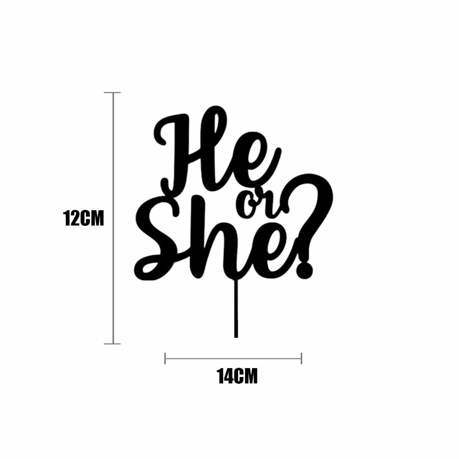 BLACK ACRYLIC BABY SHOWER TOPPER HE OR SHE?