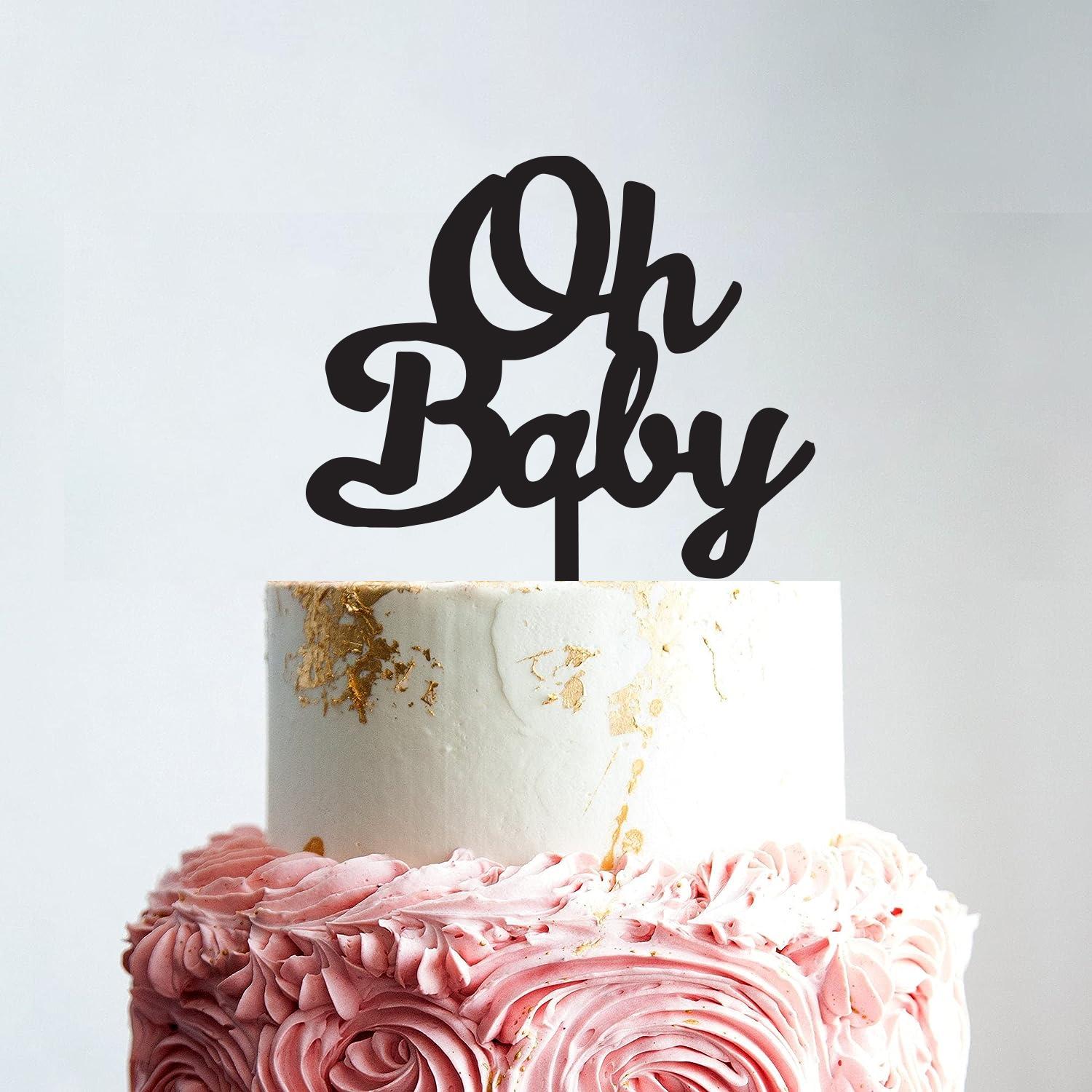 BLACK ACRYLIC BABY SHOWER TOPPER OH BABY