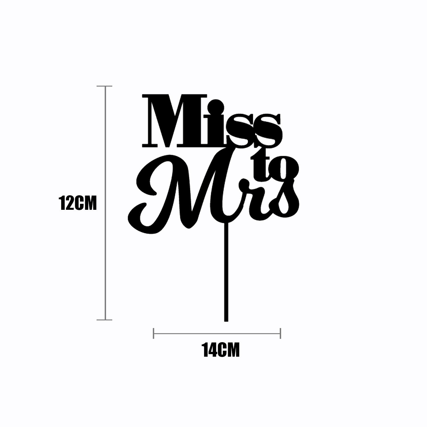 BLACK ACRYLIC BRIDAL SHOWER TOPPER FROM MISS TO MRS