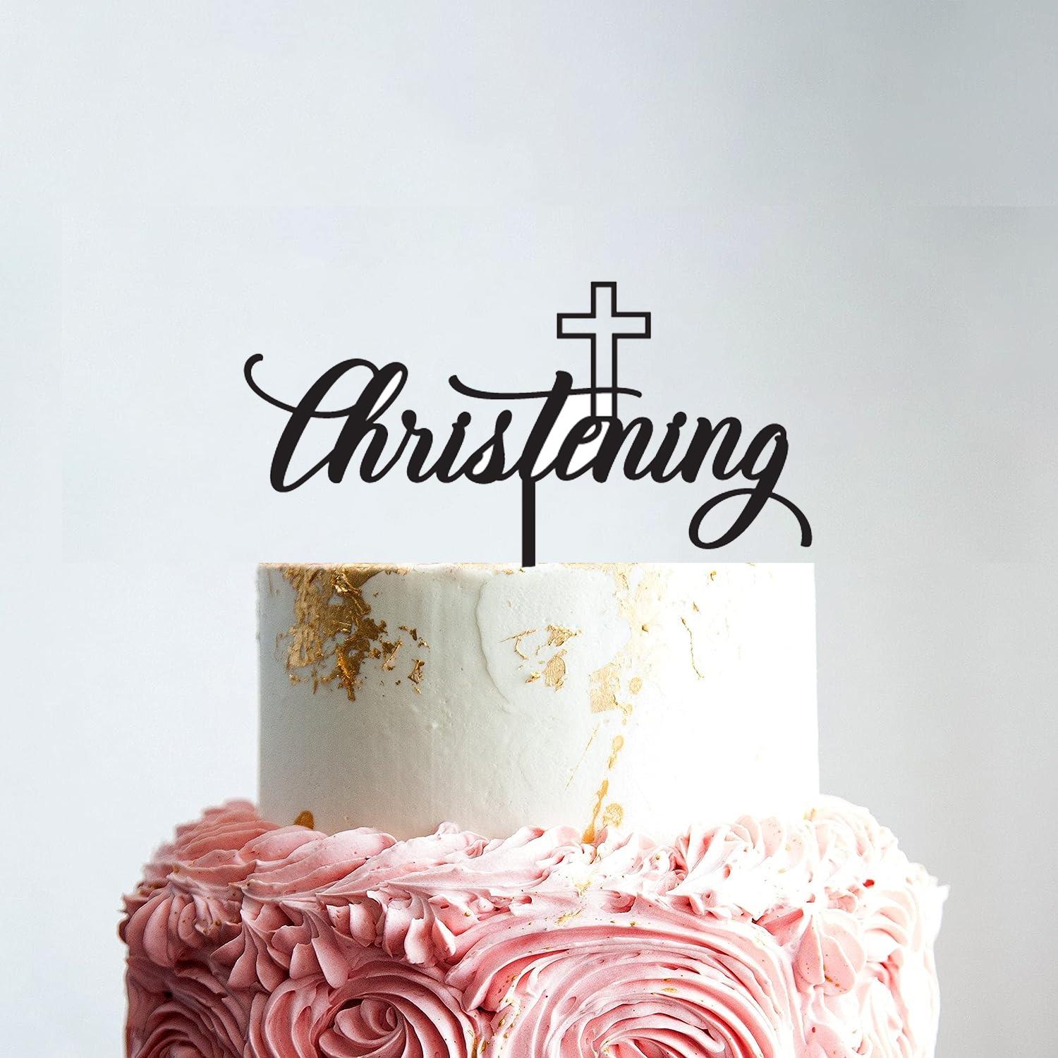 BLACK ACRYLIC CHRISTENING DAY TOPPER NO 01