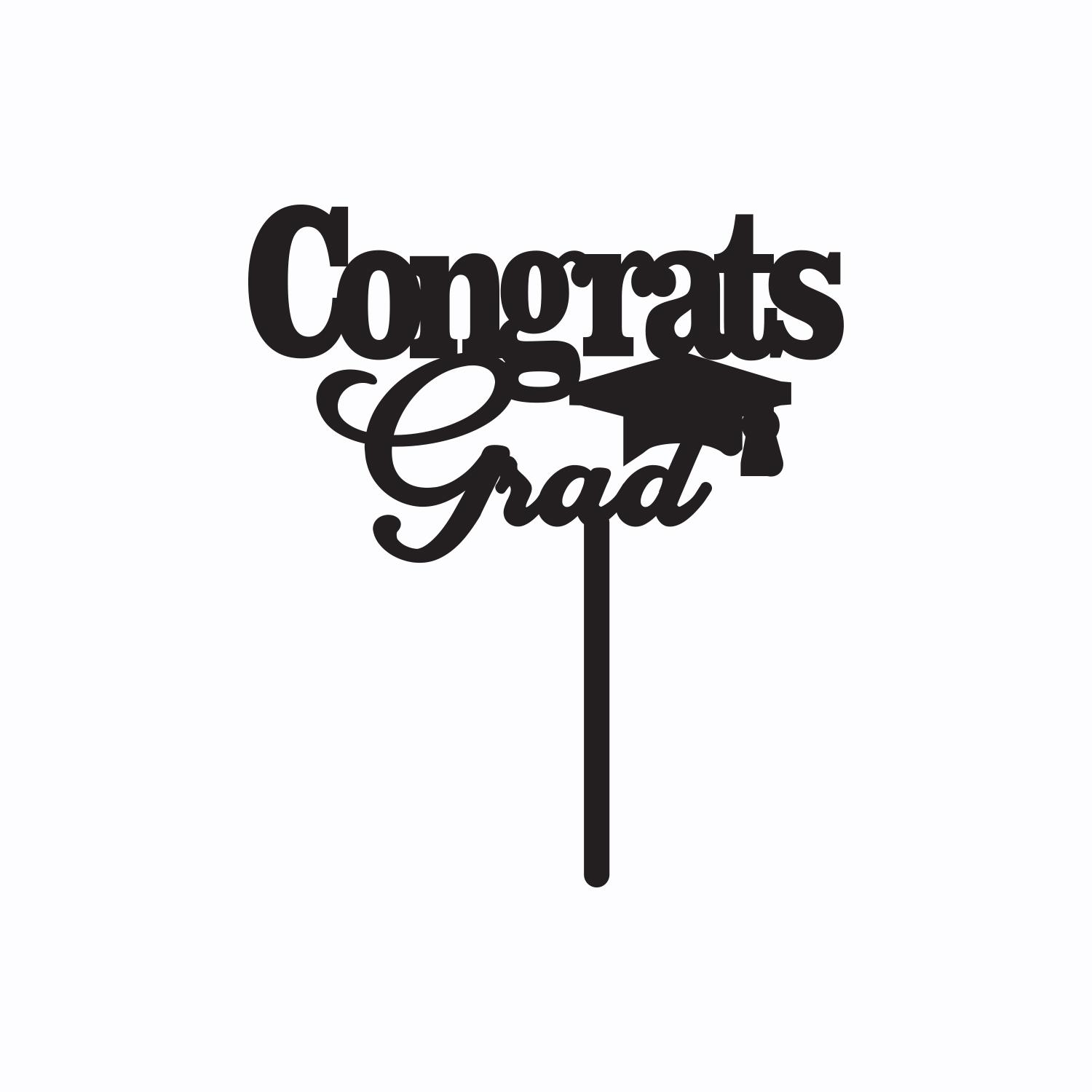 BLACK ACRYLIC GRADUATION TOPPER CONGRATS GRAD