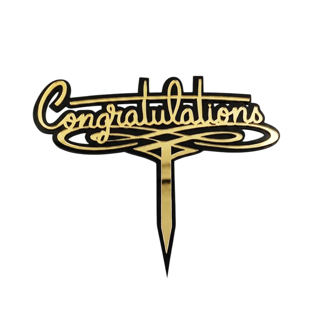 BLACK AND GOLD ACRYLIC DOUBLE LAYER GRADUATION TOPPER