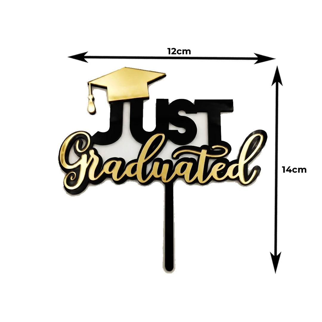 BLACK AND GOLD ACRYLIC DOUBLE LAYER GRADUATION TOPPER