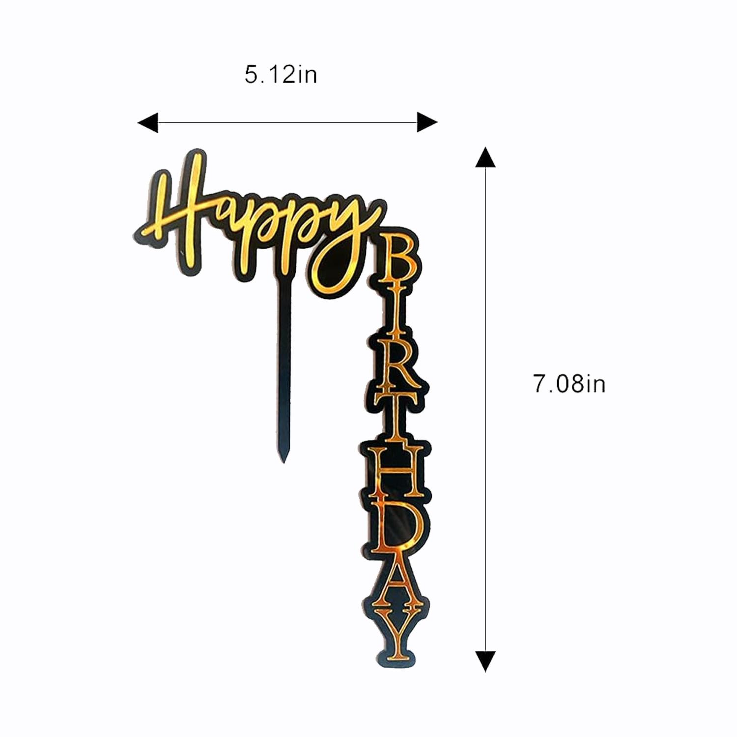 BLACK ACRYLIC HAPPY BIRTHDAY TOPPER ANGLED BIRTHDAY SIGN