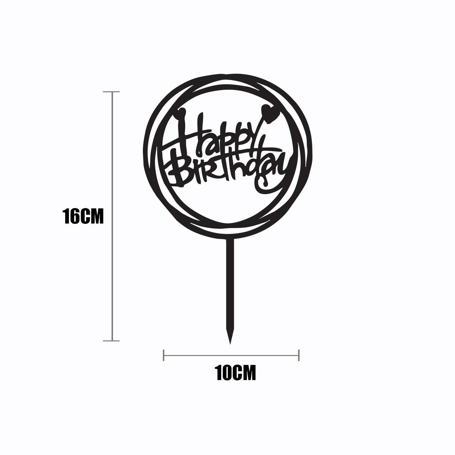 BLACK ACRYLIC HAPPY BIRTHDAY TOPPER DOUBLE ROUND BIRTHDAY SIGN