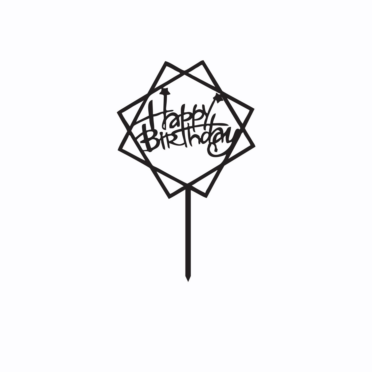 BLACK ACRYLIC HAPPY BIRTHDAY TOPPER DOUBLE SQUARE BIRTHDAY SIGN