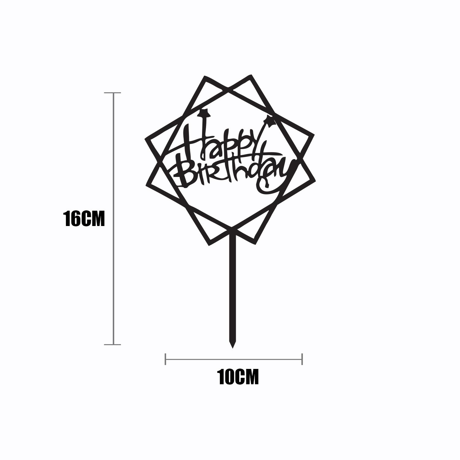 BLACK ACRYLIC HAPPY BIRTHDAY TOPPER DOUBLE SQUARE BIRTHDAY SIGN