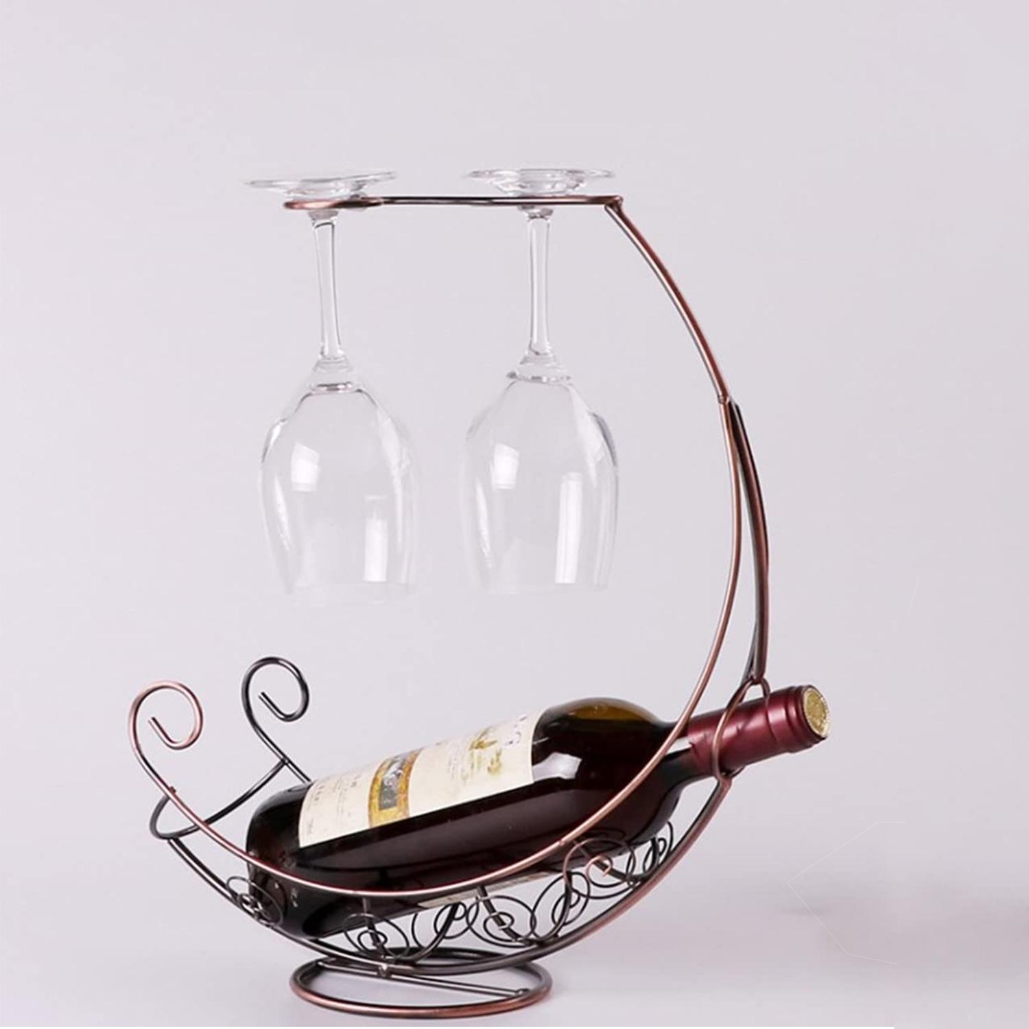 BRONZE FANTASEE MOON WINE HOLDER WITH ROUND BASE