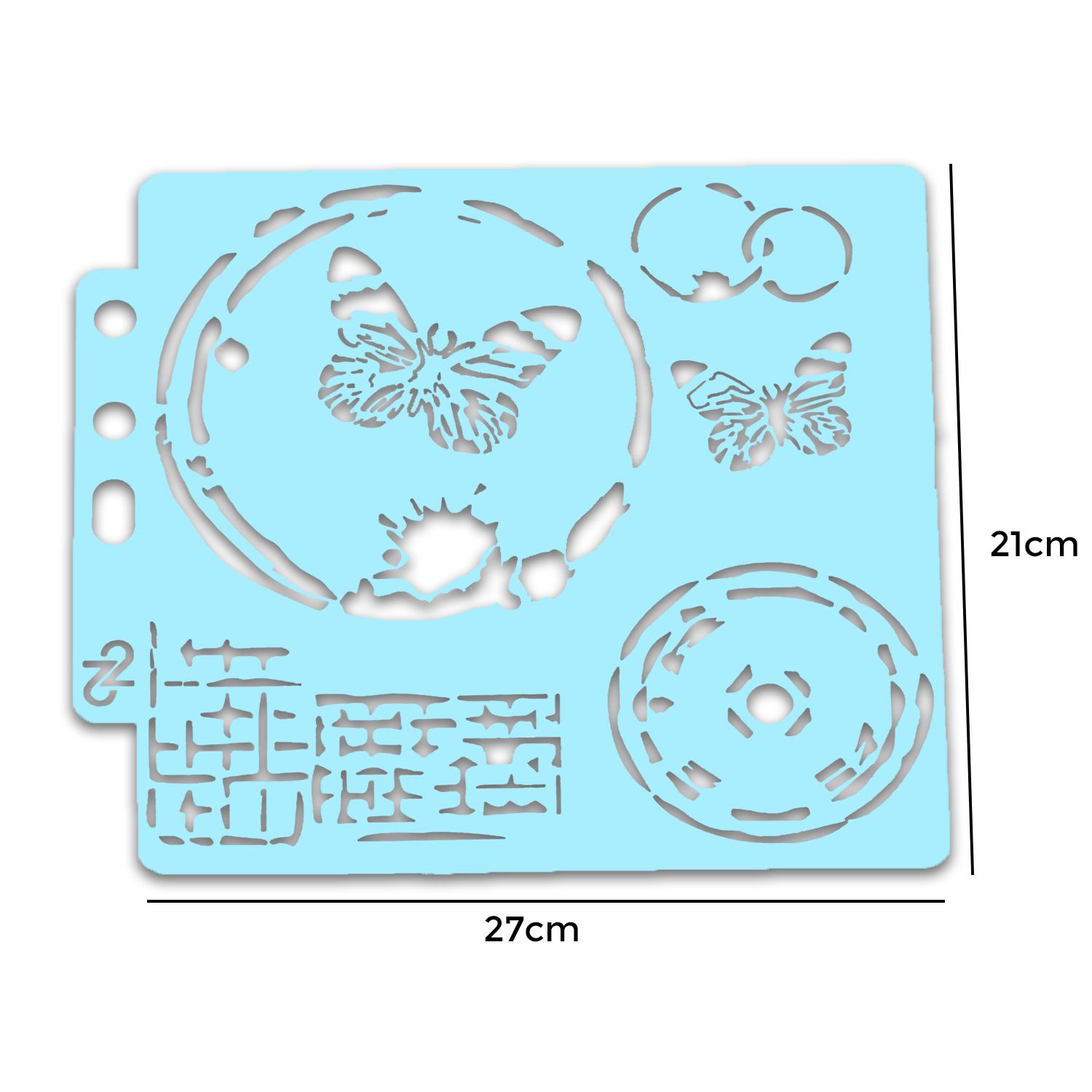 BUTTERFLY AND ABSTRACT PATTERN MINI STENCIL