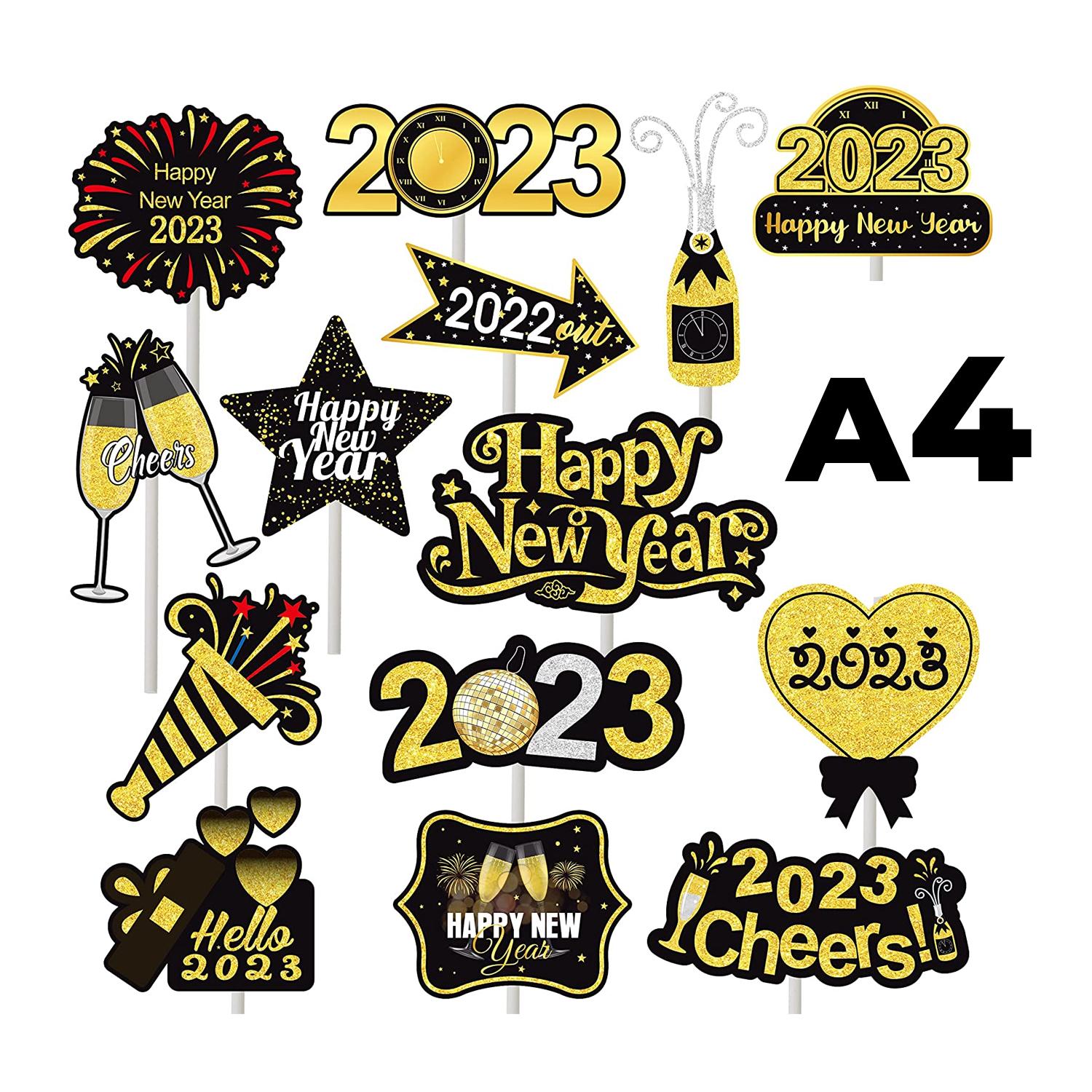 CARDSTOCK HAPPY NEW YEAR THEMED PAPER TOPPER A4