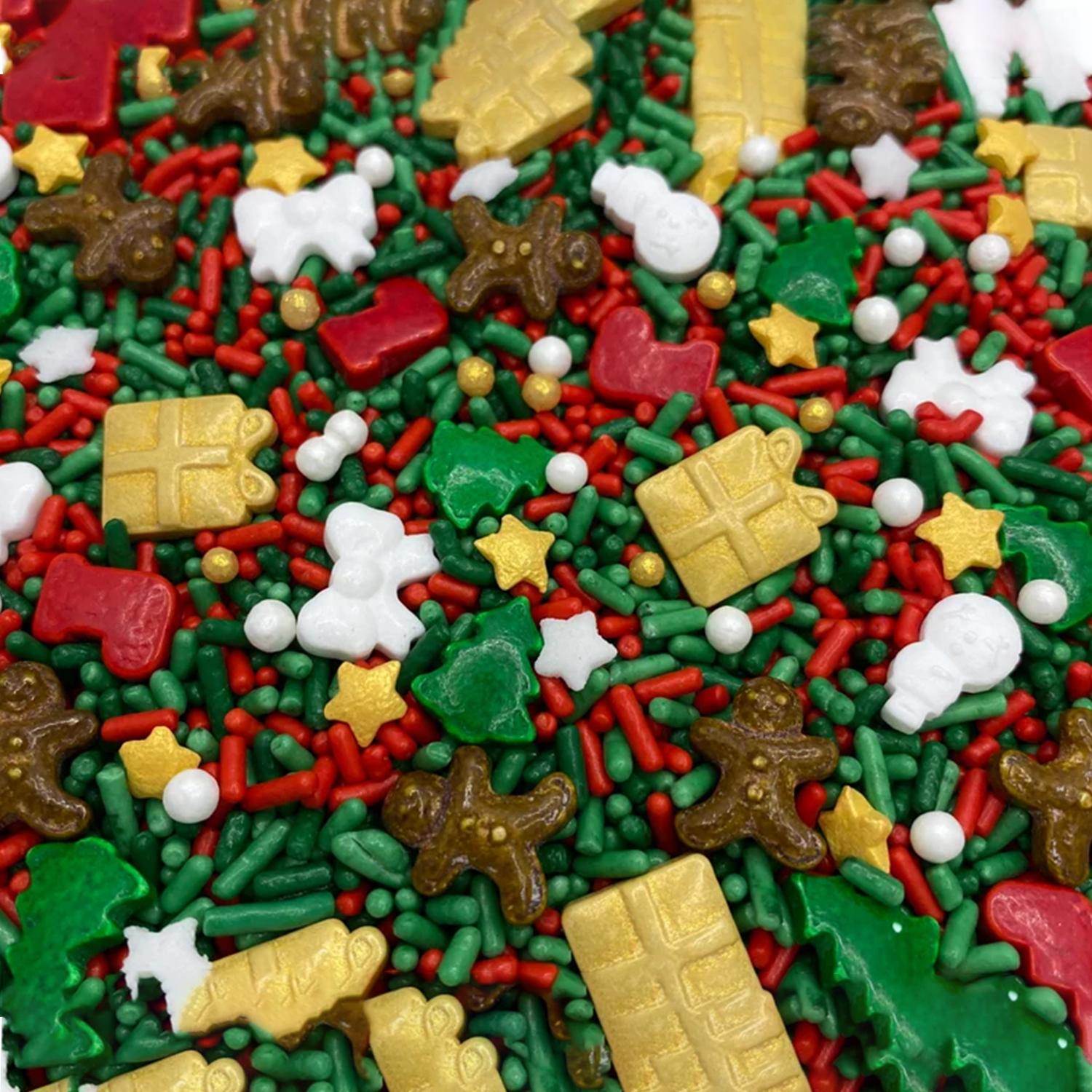 CHRISTMAS GIFT BOX PEARL MIX SPRINKLES, MULTICOLOURED SPRINKLES 500GMS
