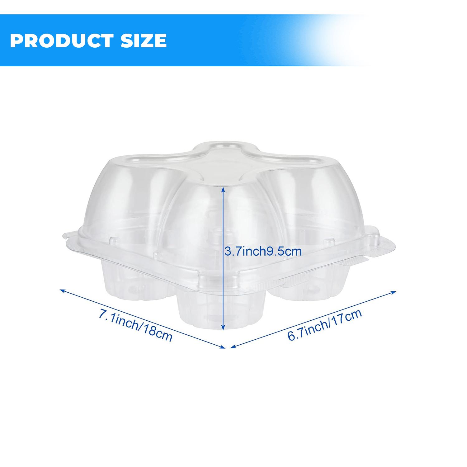 CLEAR 4 CUP 110MM PLASTIC CUPCAKE CONTAINER WITH DOME STACKABLE DISPOSABLE CUPCAKE TRAYS