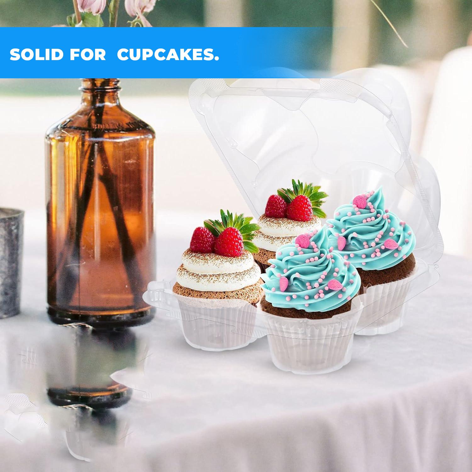 CLEAR 4 CUP 110MM PLASTIC CUPCAKE CONTAINER WITH DOME STACKABLE DISPOSABLE CUPCAKE TRAYS