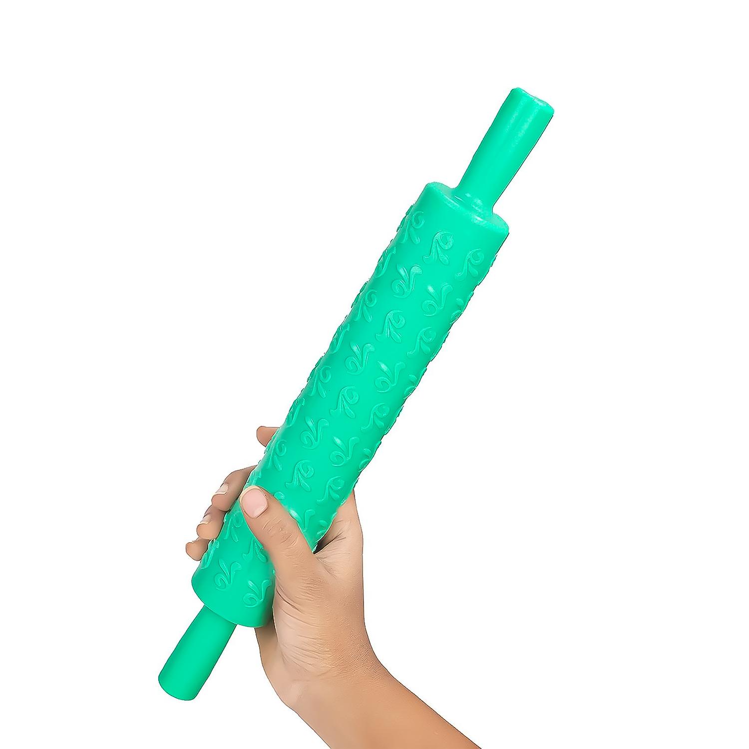 EMBOSSED ROLLING PIN 13 GREEN WAVES