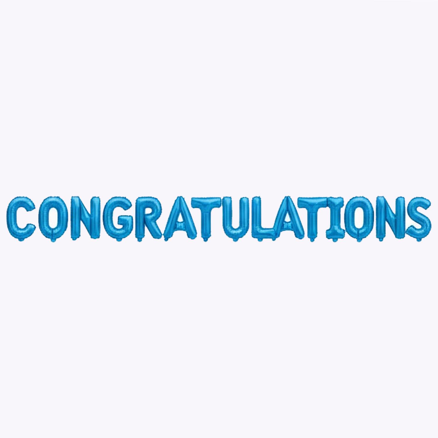 FOIL BALLOON CONGRATULATIONS BLUE PATTERN
