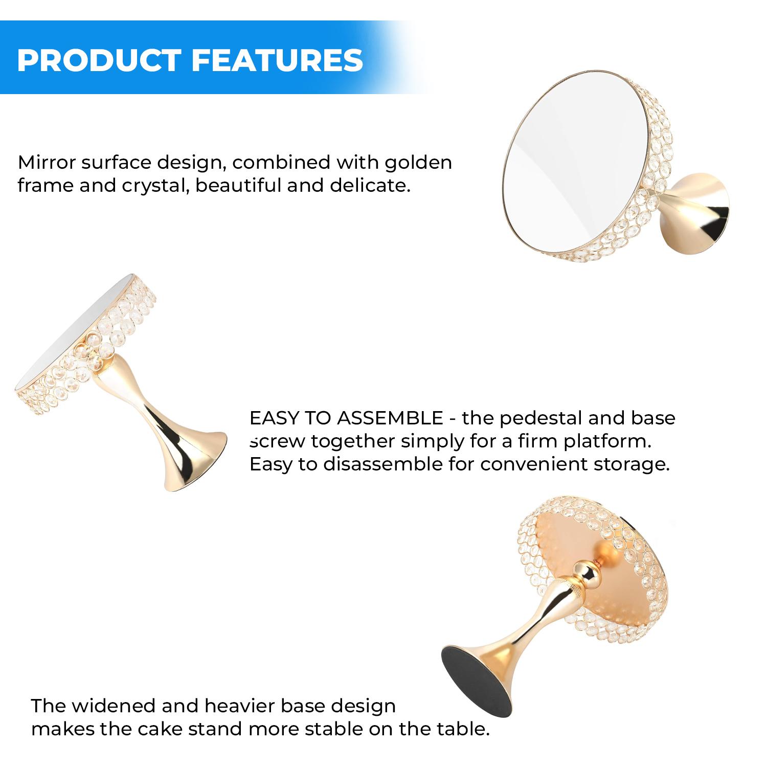 GOLD CRYSTAL CAKE STAND 1PC H 39CM* D 30CM