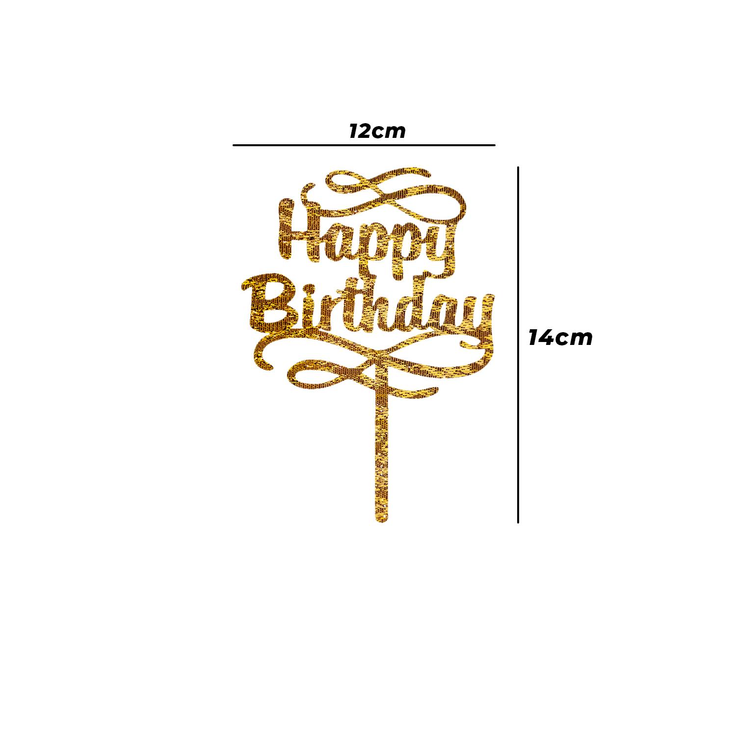 GOLD GLITTER ACRYLIC HAPPY BIRTHDAY TOPPER NO 03 BIRTHDAY SIGN