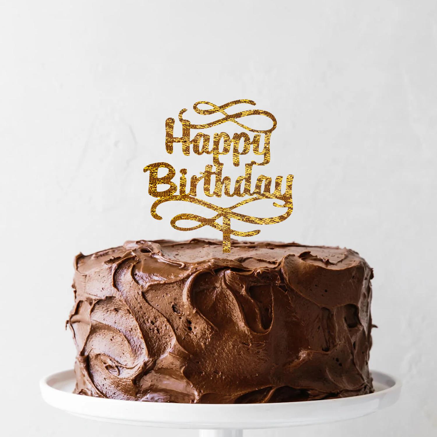 GOLD GLITTER ACRYLIC HAPPY BIRTHDAY TOPPER NO 03 BIRTHDAY SIGN