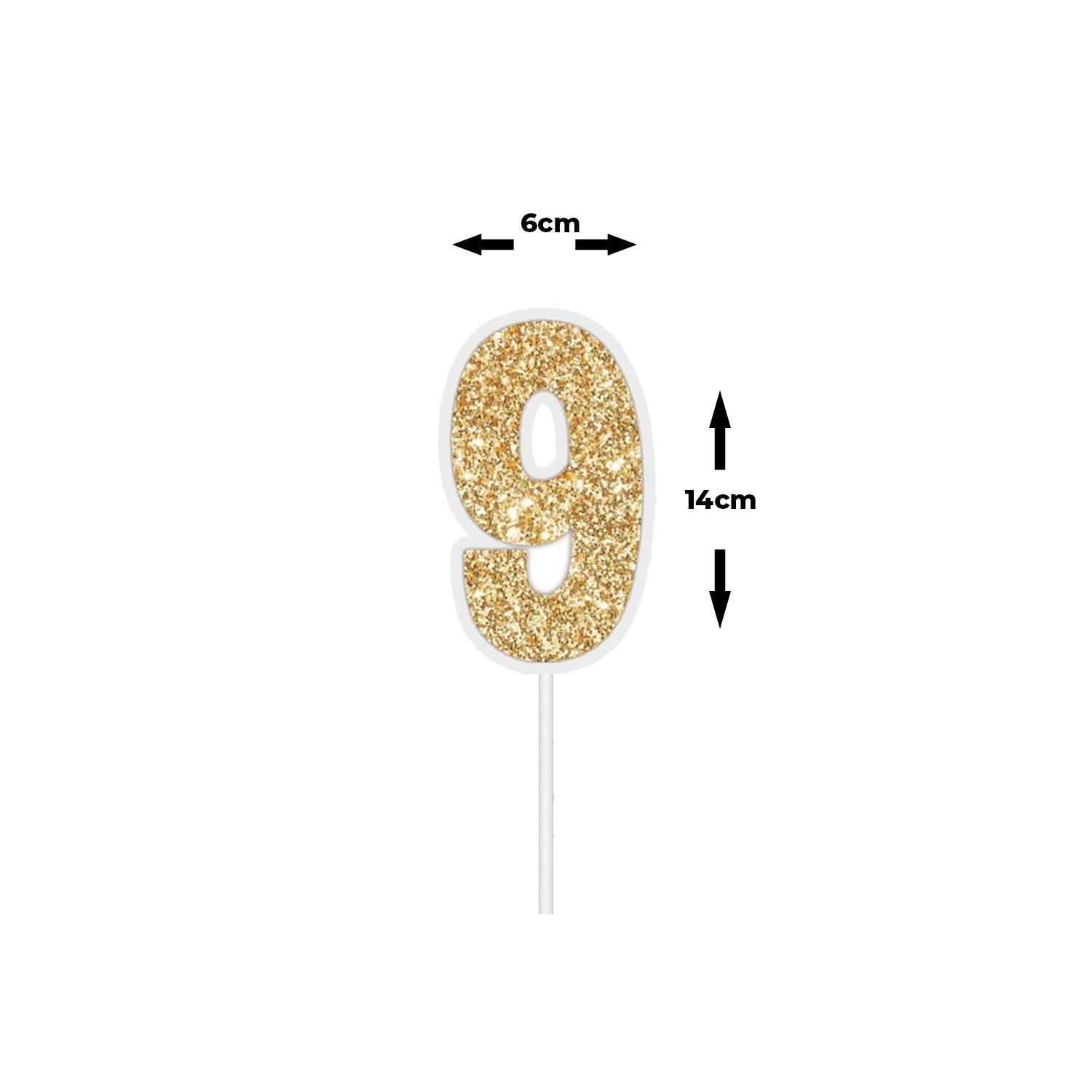 GOLD GLITTER DOUBLE LAYER WITH CARDSTOCK NUMBER 9
