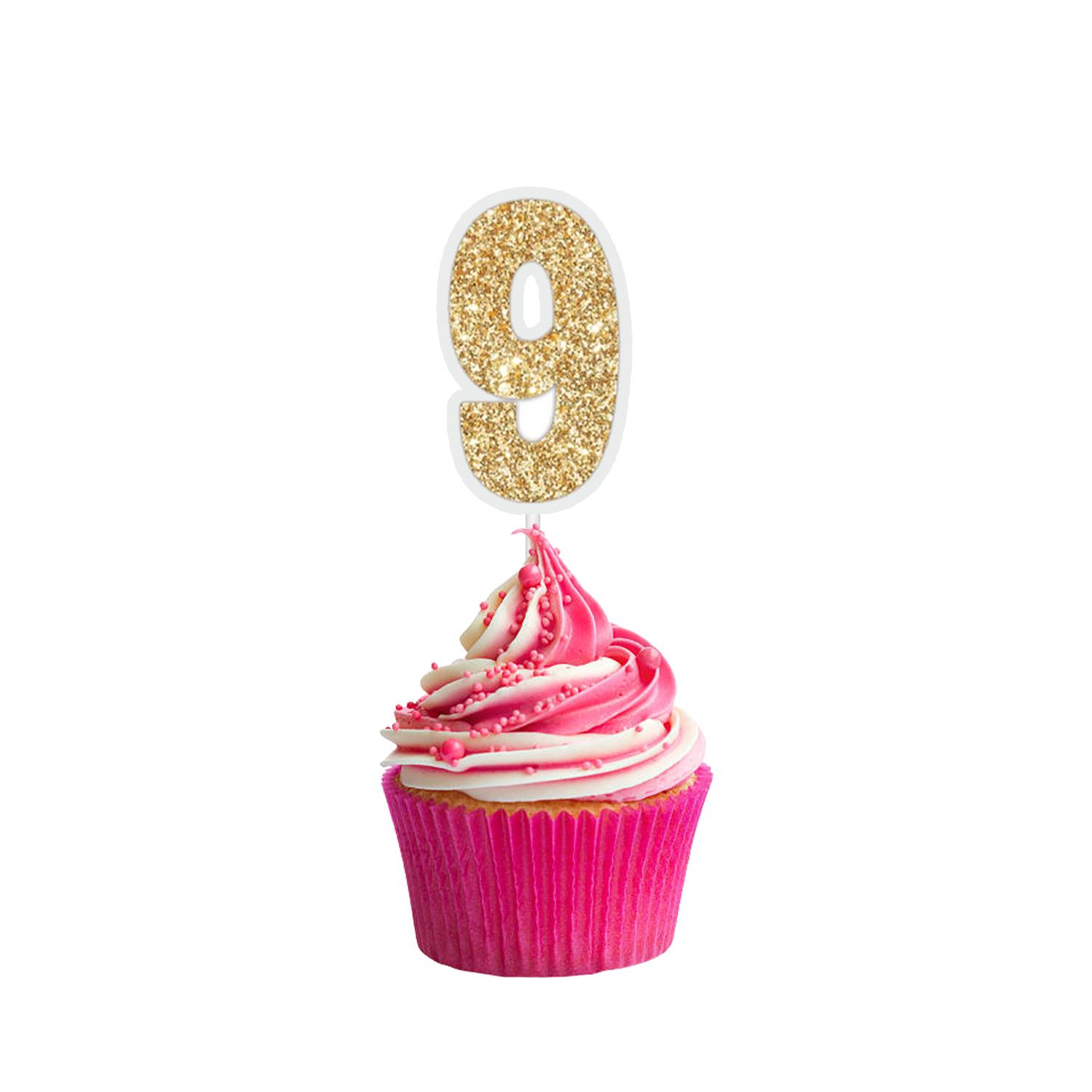 GOLD GLITTER DOUBLE LAYER WITH CARDSTOCK NUMBER 9