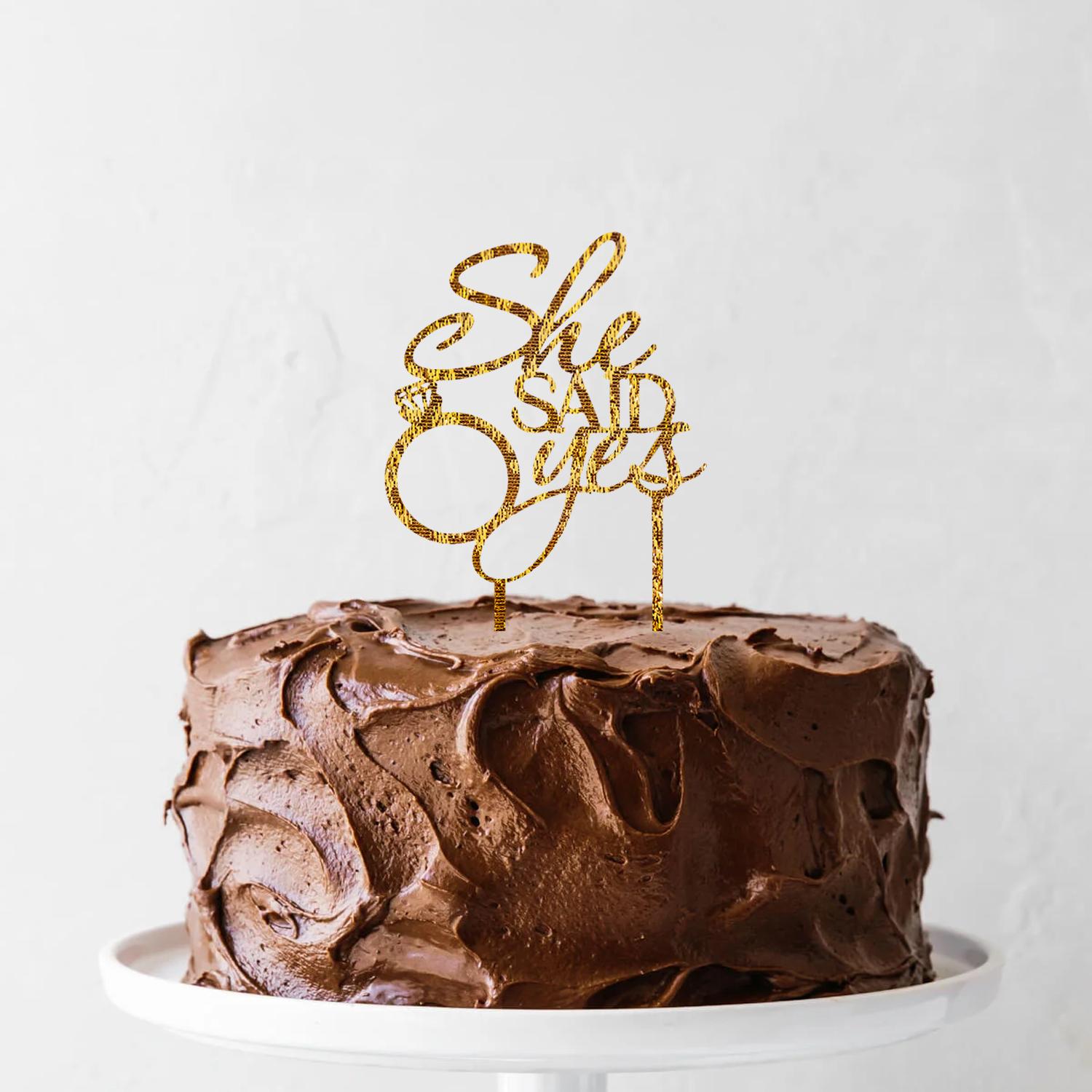 GOLD GLITTER ENGAGEMENT TOPPER SHE SAID YES