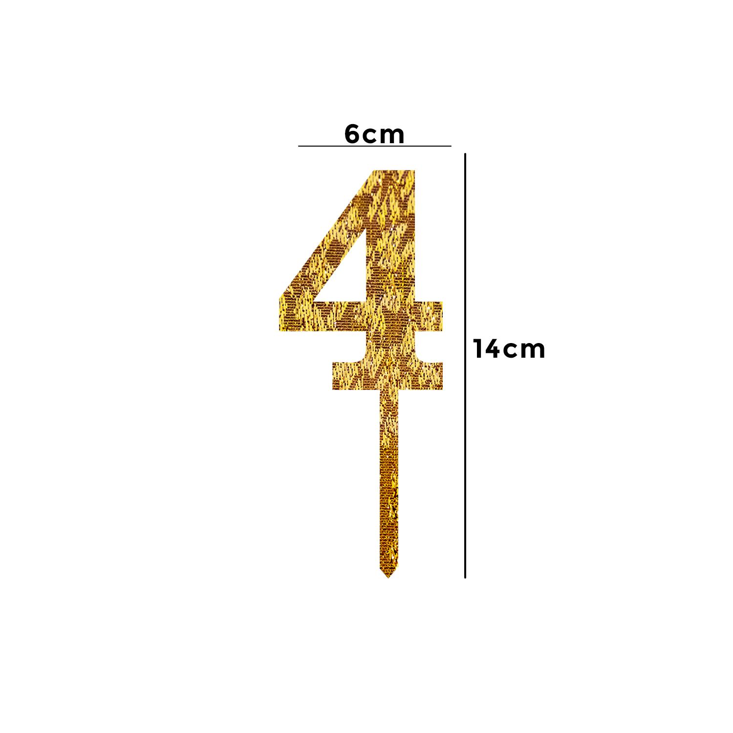 GOLD GLITTER NUMBER TOPPER NO 4