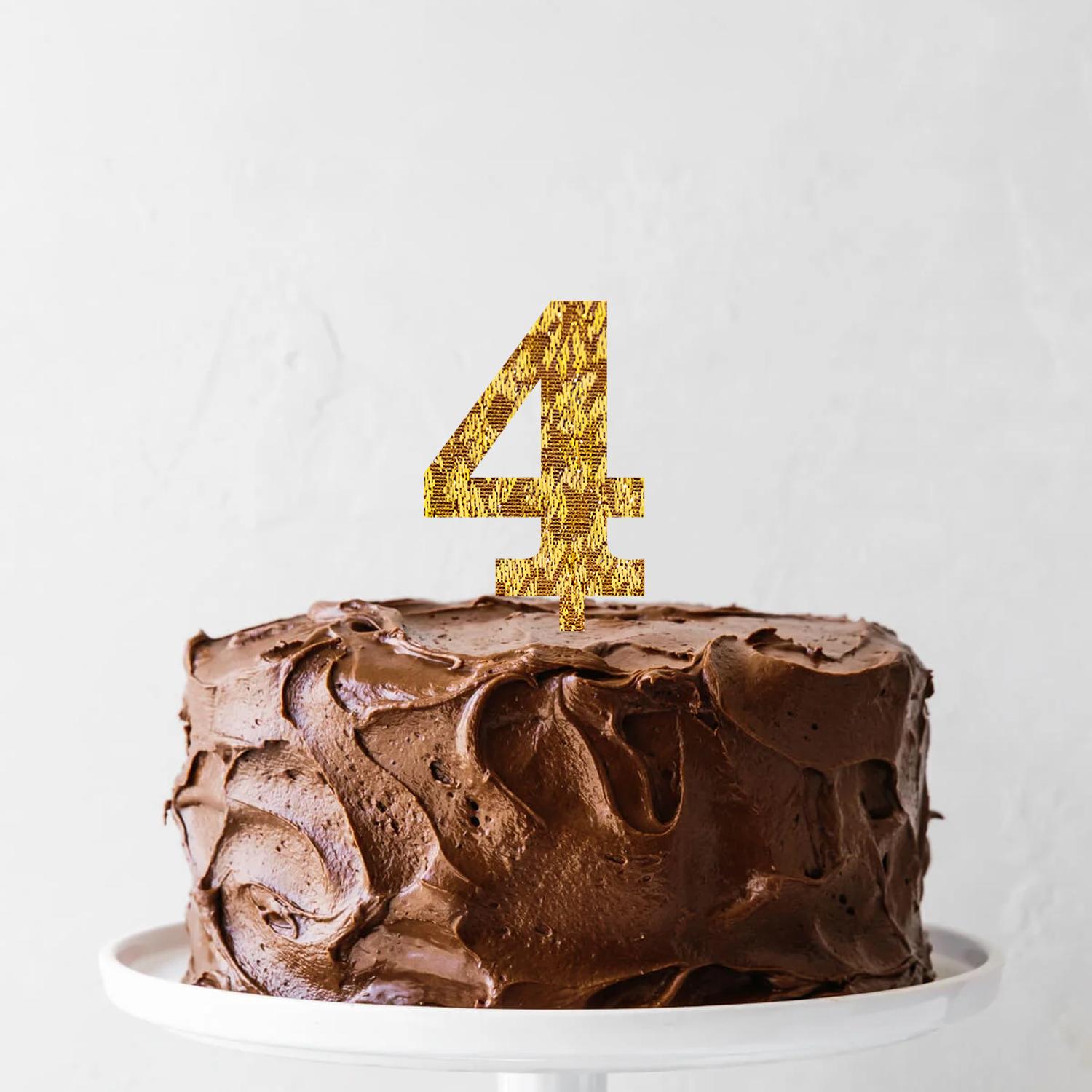 GOLD GLITTER NUMBER TOPPER NO 4