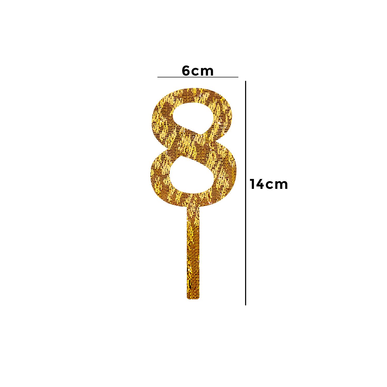 GOLD GLITTER NUMBER TOPPER NO 8