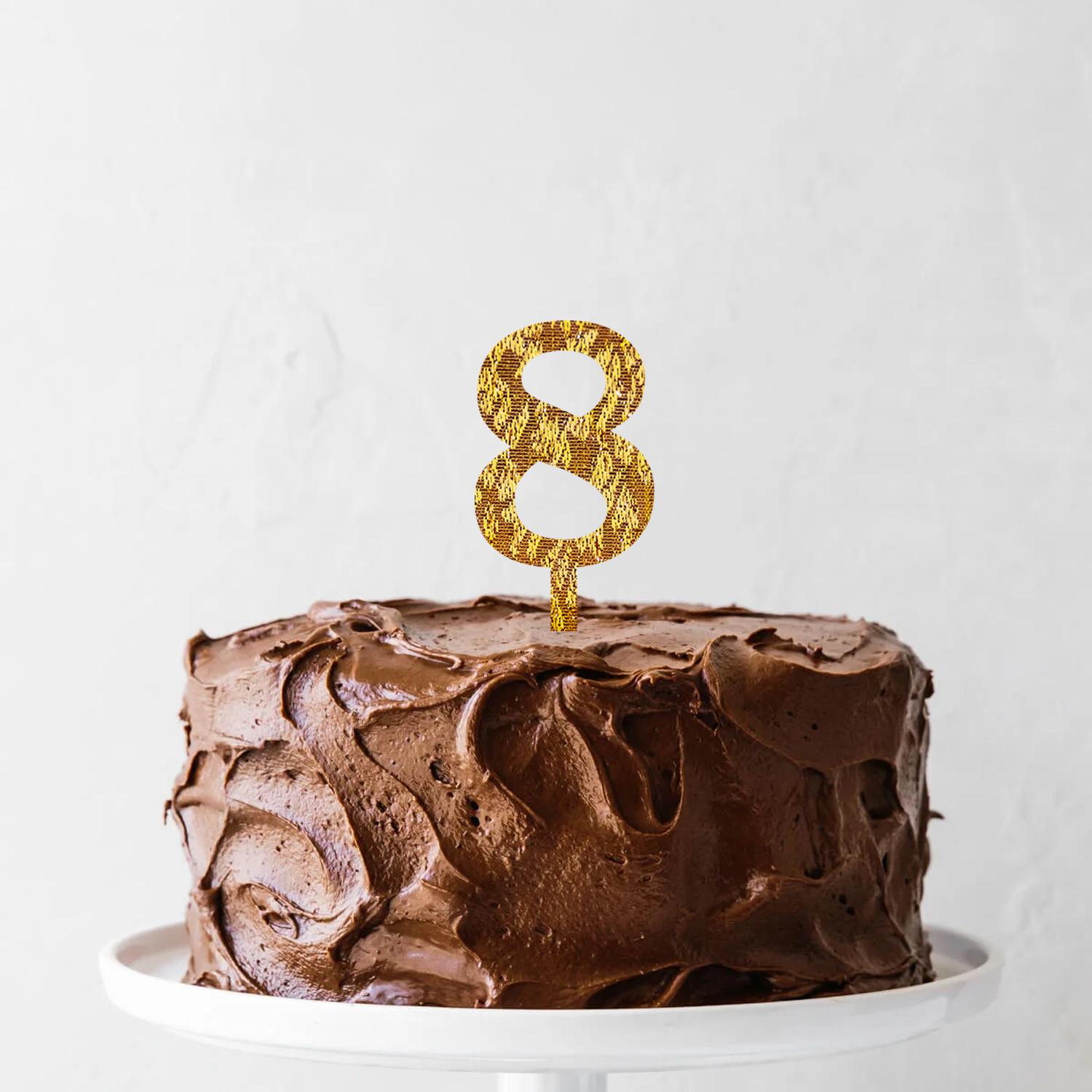 GOLD GLITTER NUMBER TOPPER NO 8