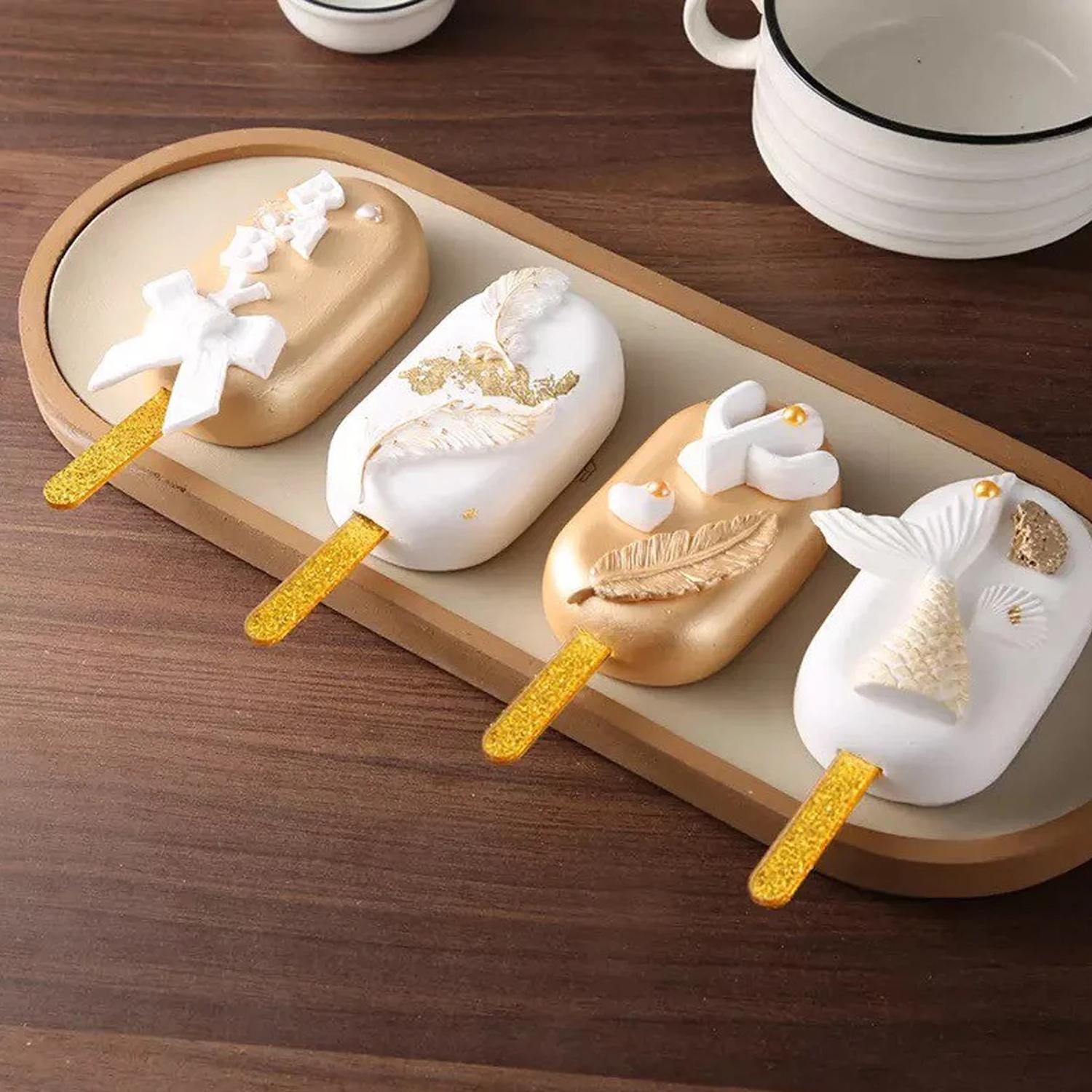 GOLD GLITTER POPSICLES SLIDES PLAIN 12CM X 1CM