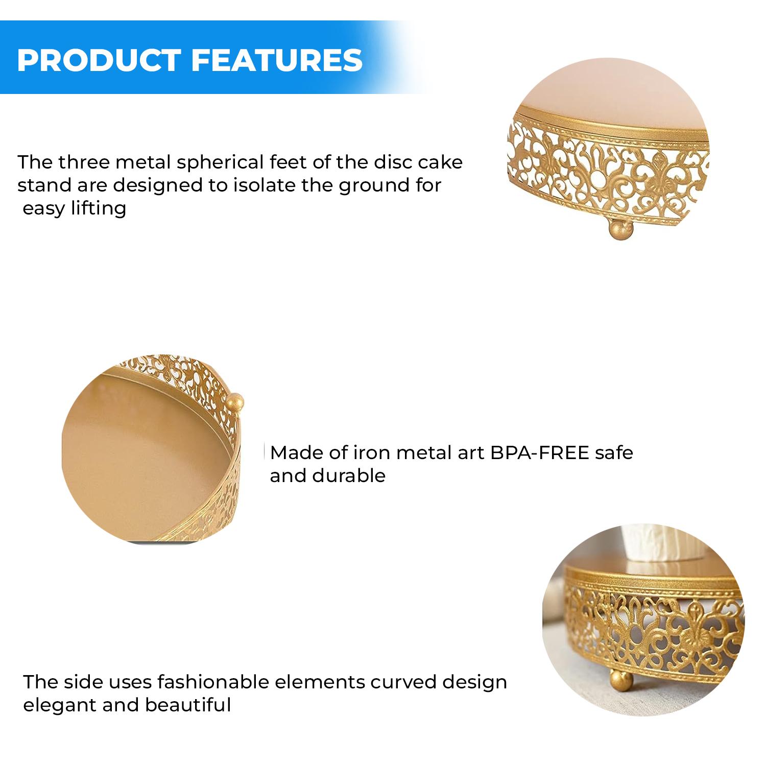 GOLD METALLIC CAKE STAND 1PC H 7CM* D 25CM