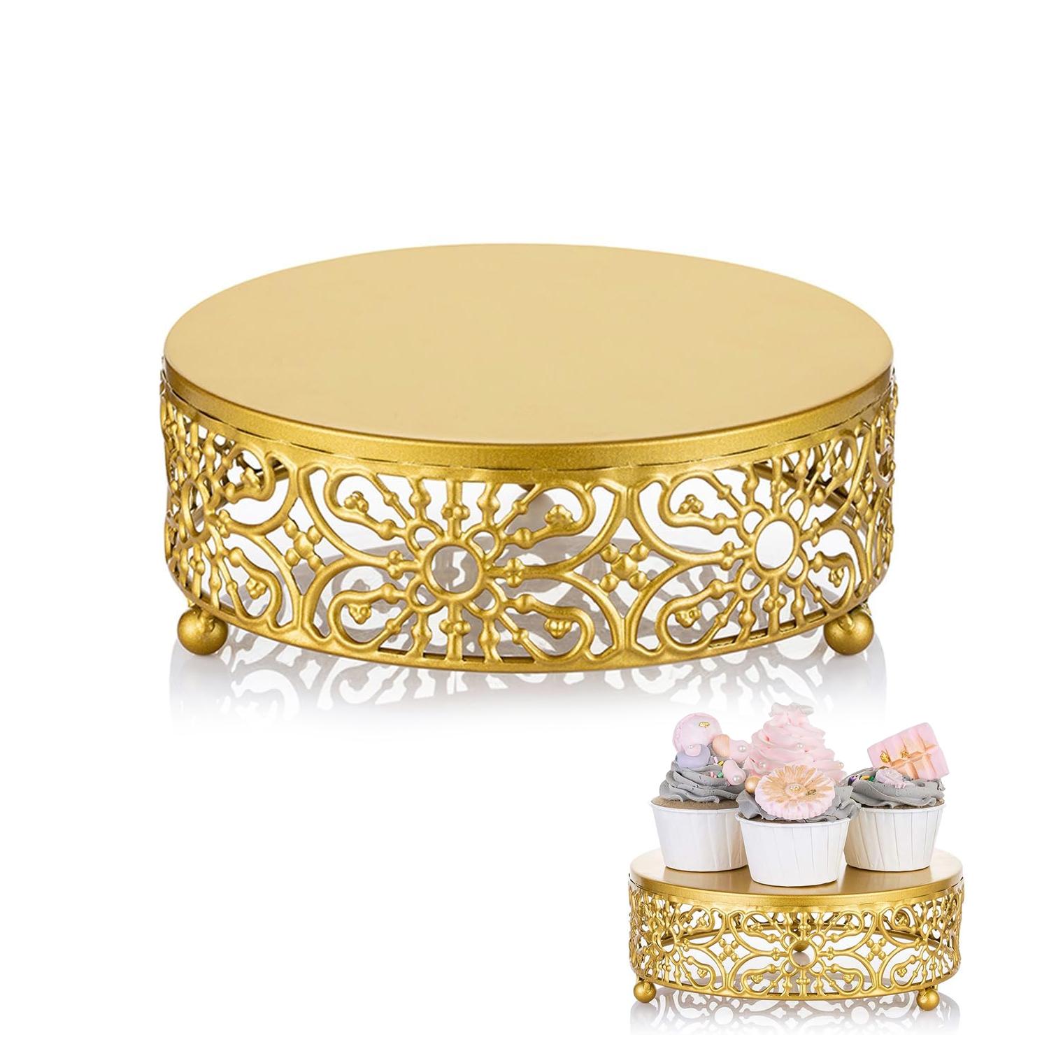GOLD METALLIC CAKE STAND 1PC H 7CM* D 30CM
