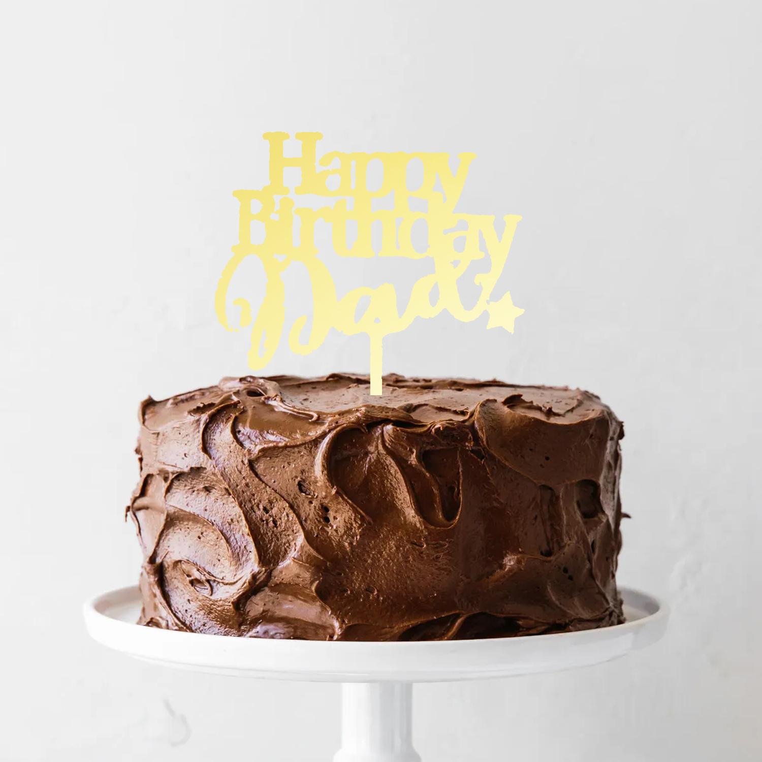 GOLD MIRROR ACRYLIC HAPPY BIRTHDAY DAD TOPPER BIRTHDAY SIGN