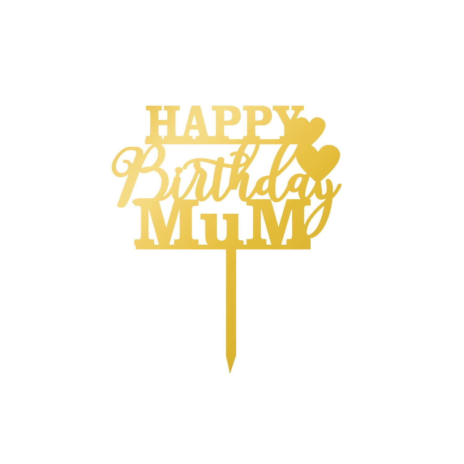 GOLD MIRROR ACRYLIC HAPPY BIRTHDAY TOPPER NO 01 BIRTHDAY SIGN