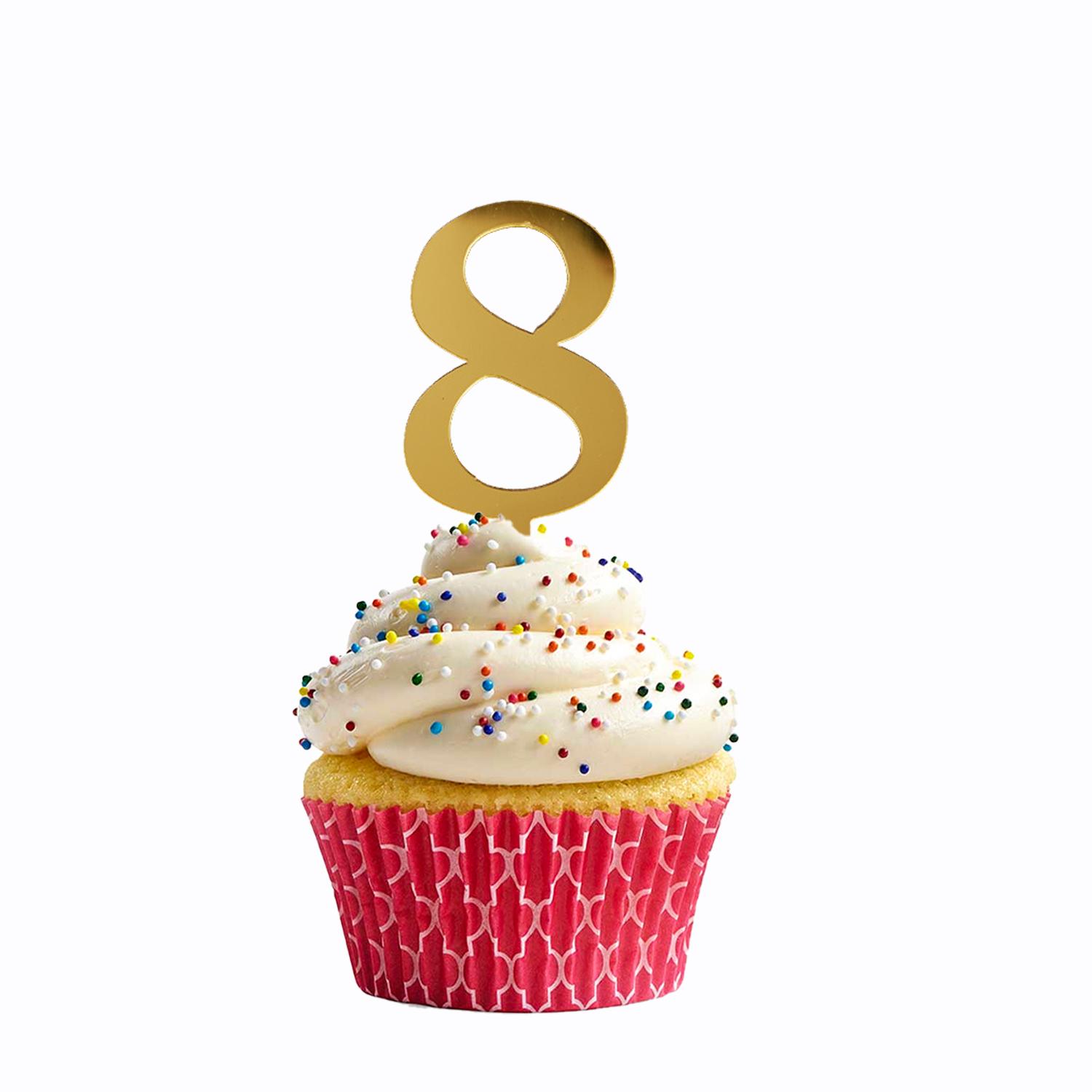 GOLD MIRROR ACRYLIC MINI NUMBER TOPPER 8