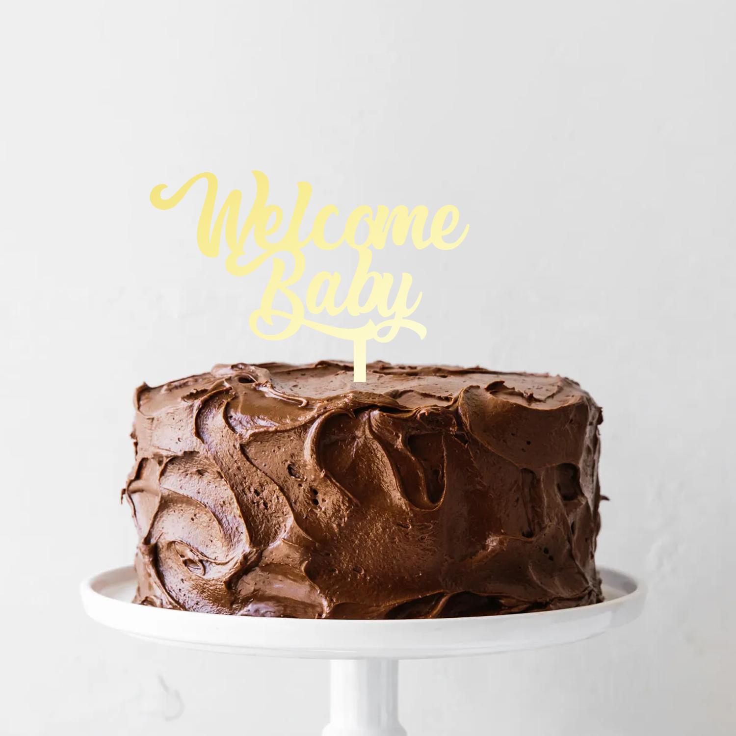 GOLD MIRROR BABY SHOWER TOPPER WELCOME BABY