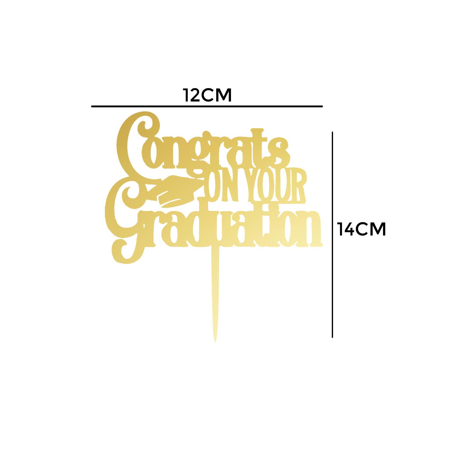 GOLD MIRROR CONGRATULATIONS ON YOUR GRADUATION TOPPER