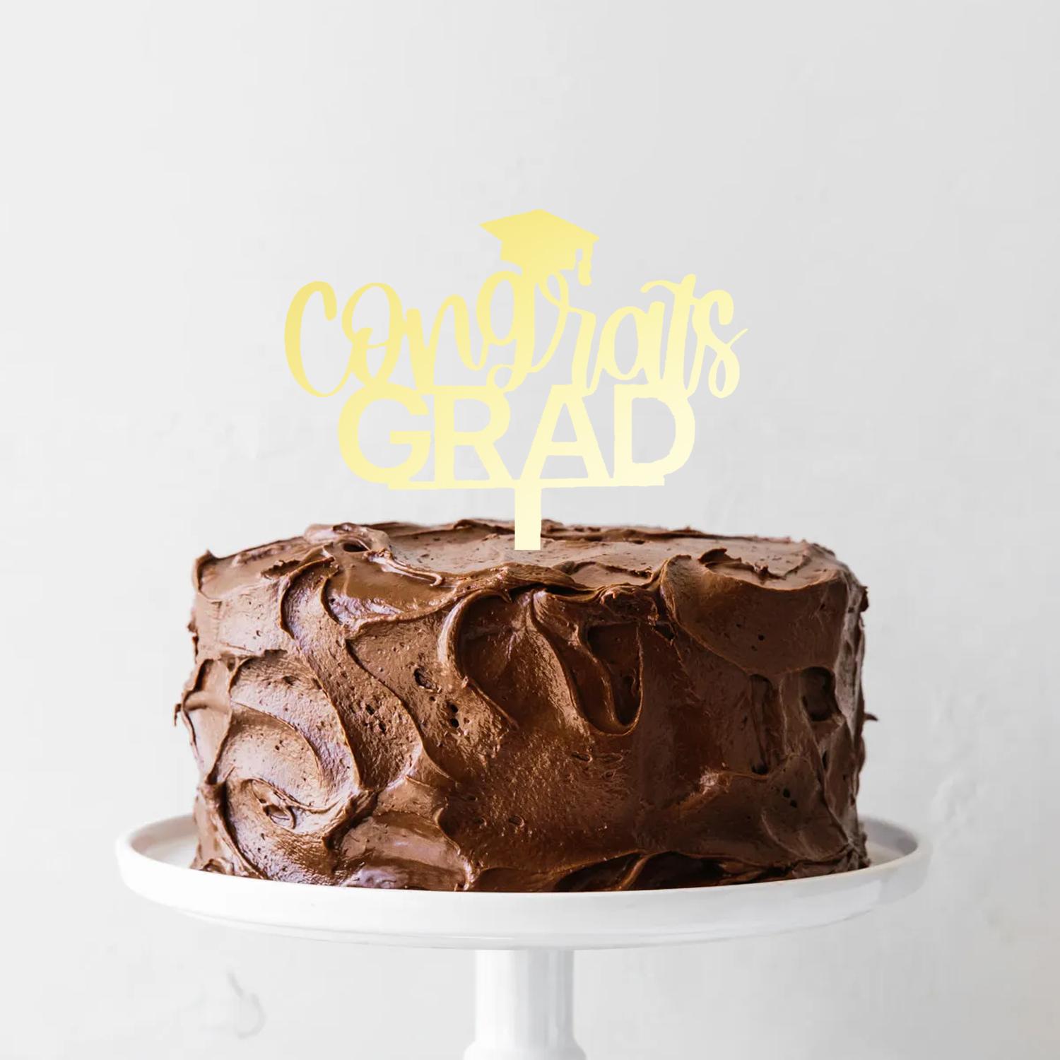 GOLD MIRROR GRADUATION TOPPER CONGRATS GRAD