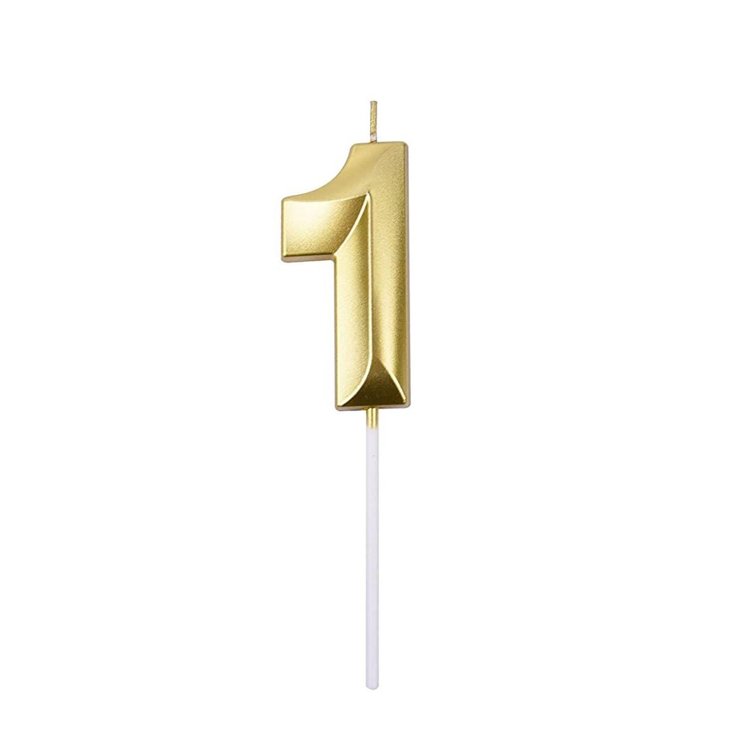 GOLD NUMBER CANDLE 1, BIRTHDAY CANDLES, GOLD CANDLES, CAKE NUMBER CANDLES ,PARTY CELEBRATION