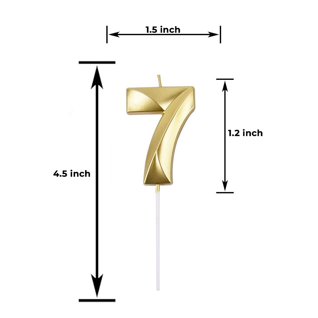 GOLD NUMBER CANDLE 7, BIRTHDAY CANDLES, GOLD CANDLES, CAKE NUMBER CANDLES ,PARTY CELEBRATION
