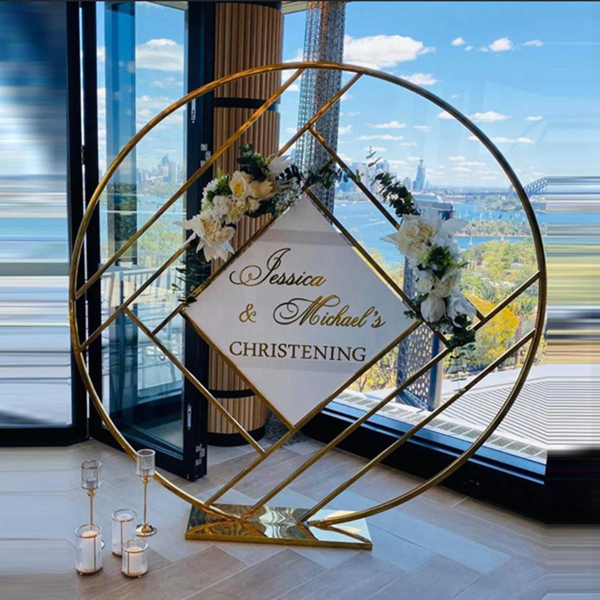 GOLD ROUND GEOMETRIC PATTERN DECORATIVE FRAME 1.2M