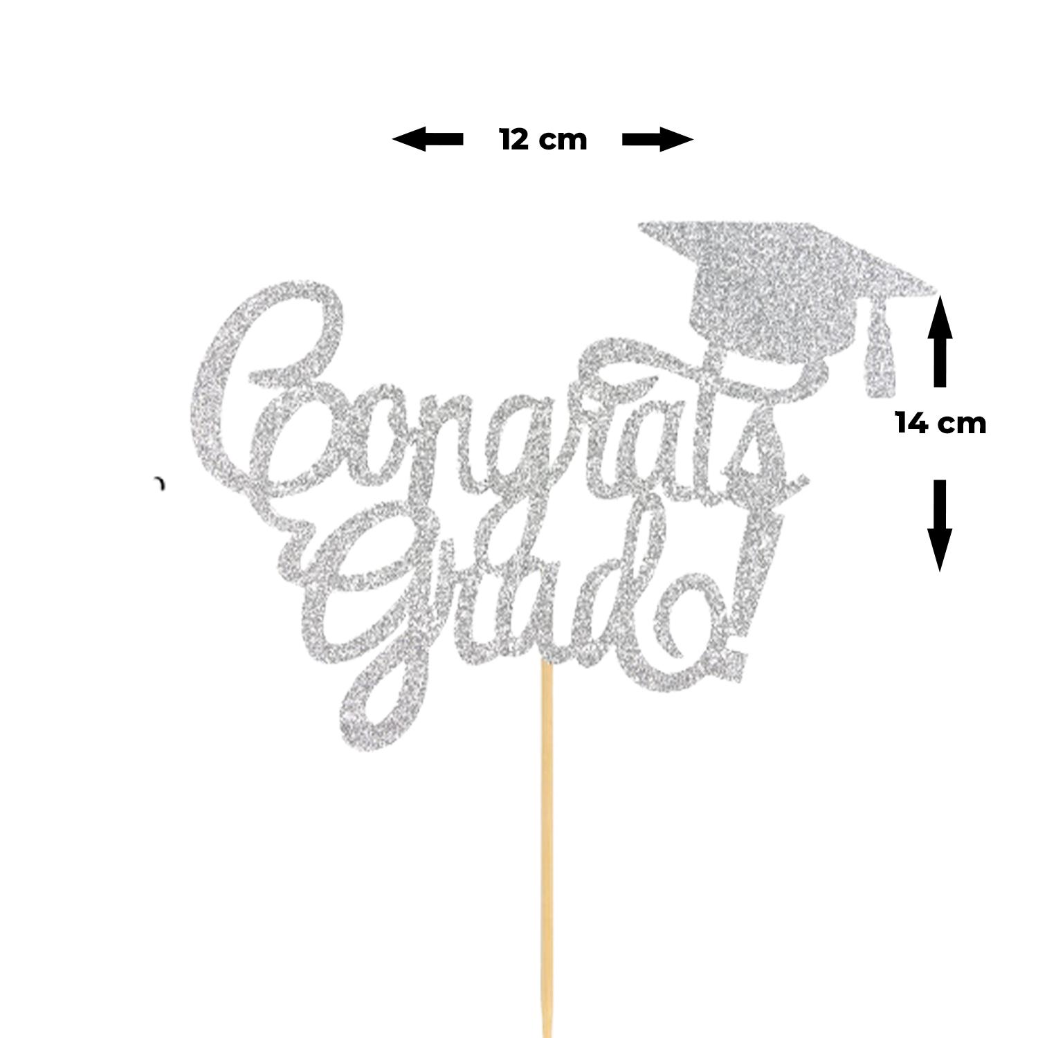 GRADUATION GLITTER SILVER PAPER TOPPER
