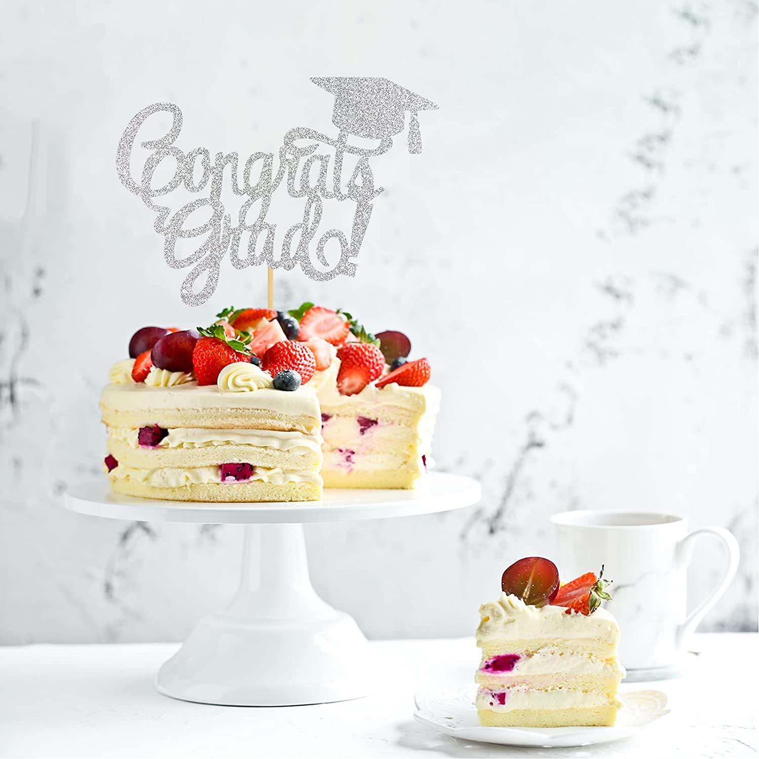 GRADUATION GLITTER SILVER PAPER TOPPER