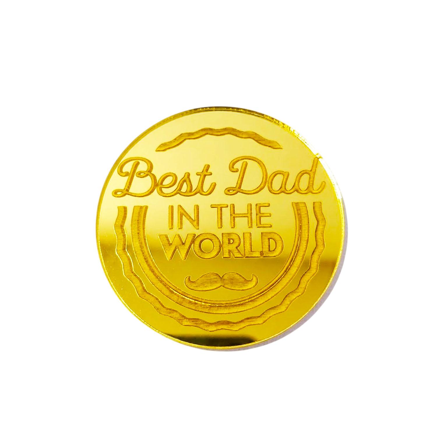 GOLD MIRROR ACRYLIC FATHERS DAY DISC TOPPER