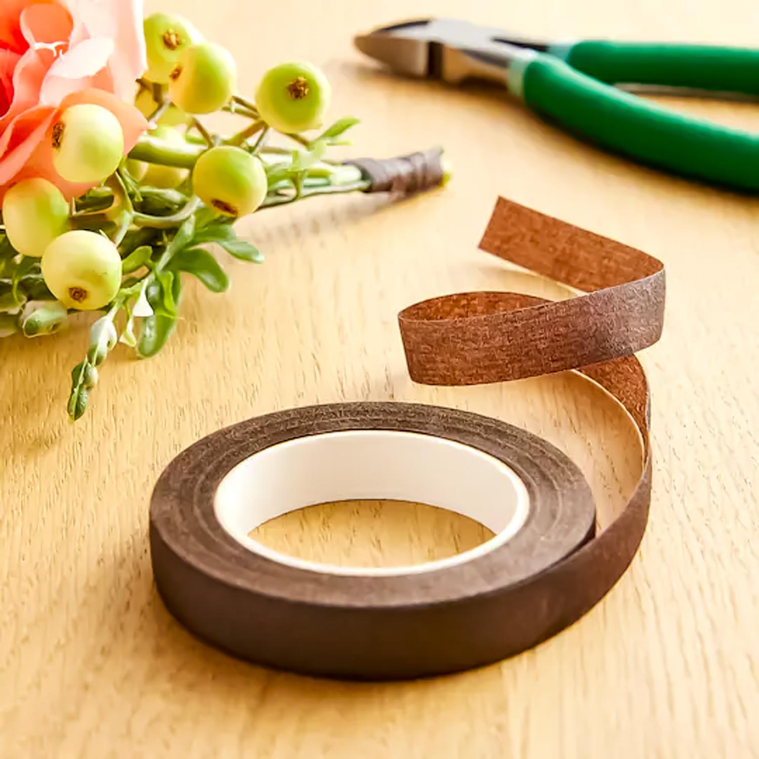 HAMILWORTH BROWN FLORAL TAPE HALF WIDTH 6MMX27M