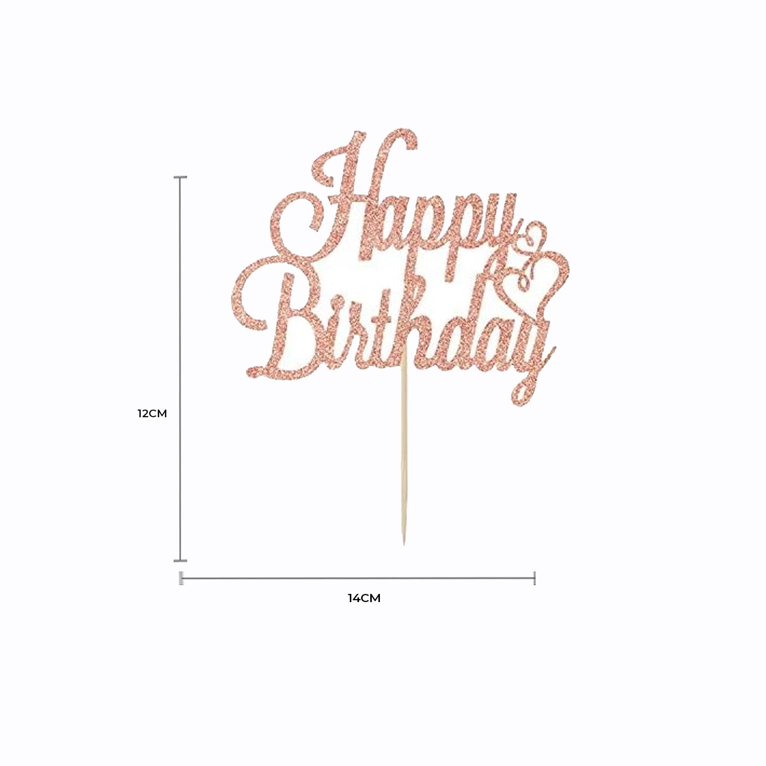 HAPPY BIRTHDAY GLITTER ROSE GOLD PAPER TOPPER