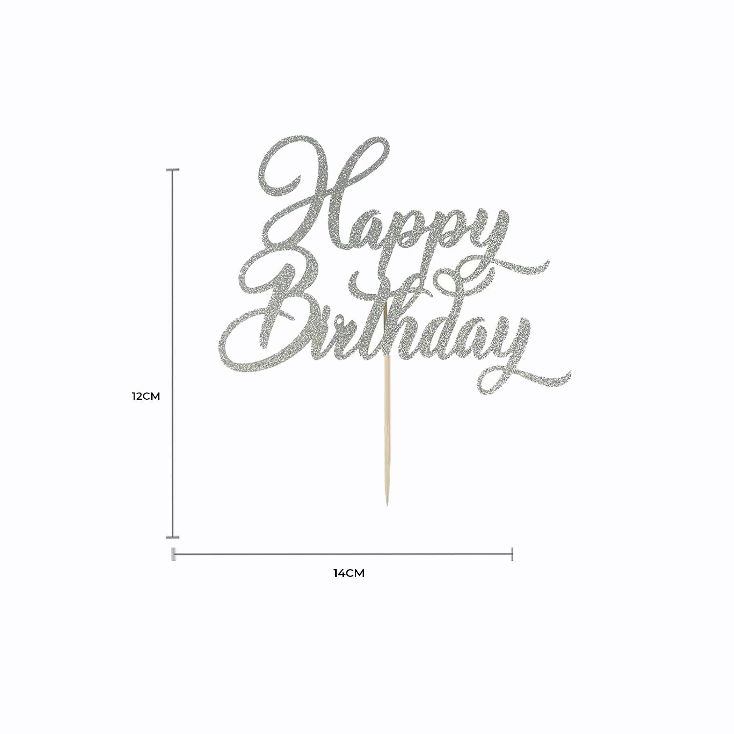 HAPPY BIRTHDAY GLITTER SILVER PAPER TOPPER