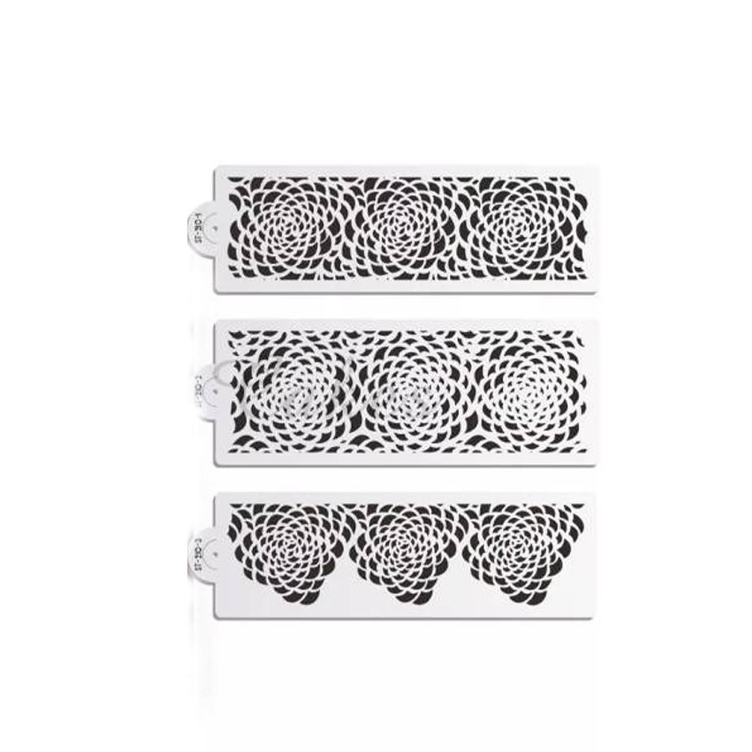 LARGE ROSE MOTIF STENCIL 3PCS SET
